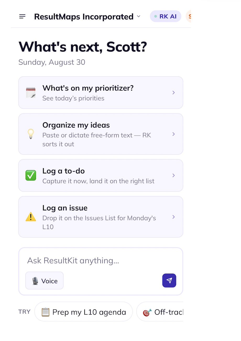 ResultKit mobile home screen